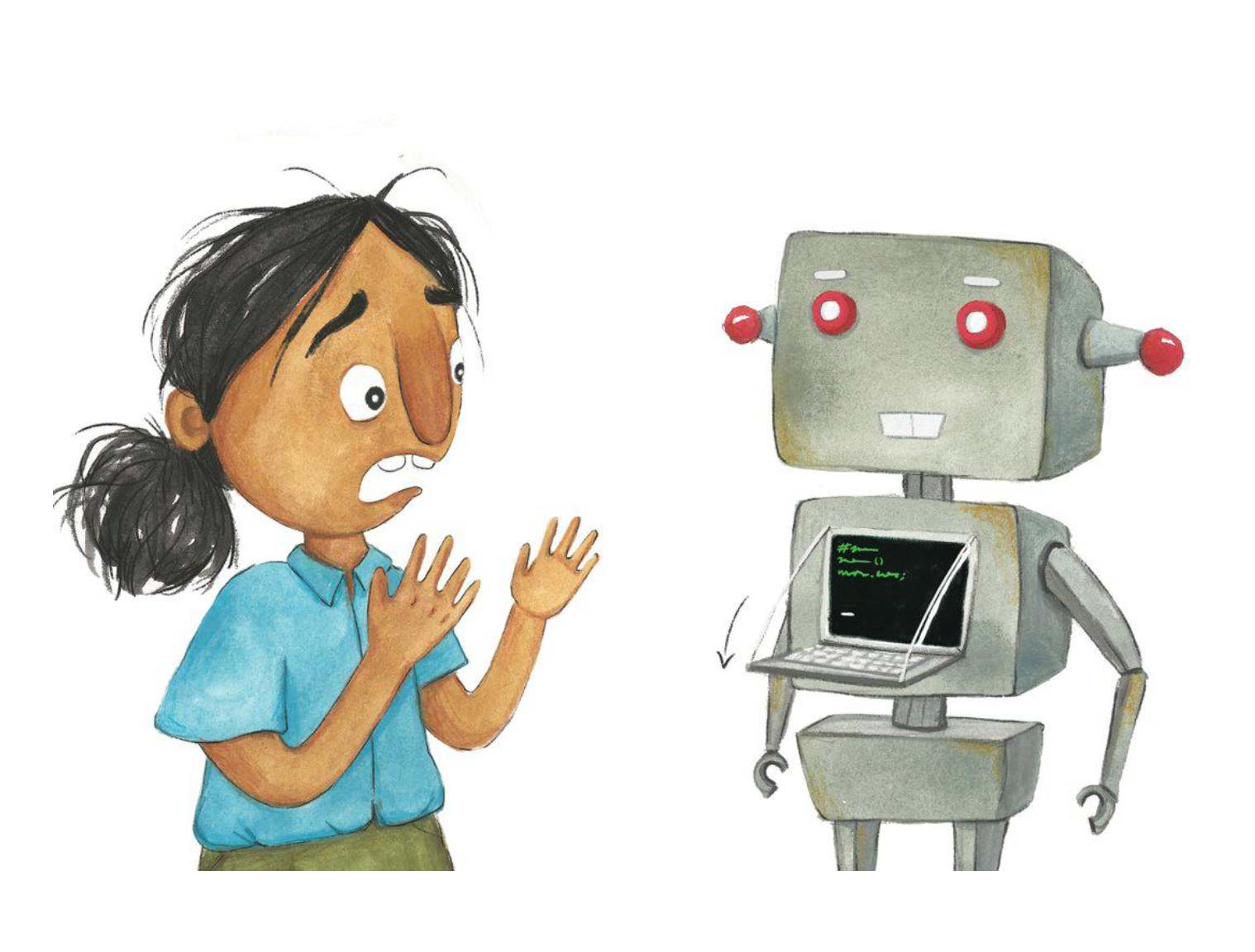 Sandra habla con robots
